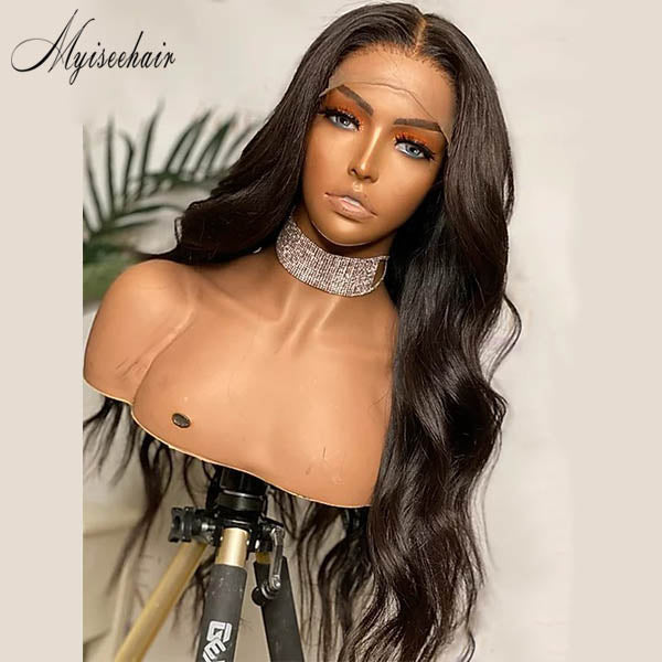 MYIESSHAIR VIRGIN HUMAN HAIR LONG WAVY 360 LACE WIG WITH FAKE SCALP ISEE53