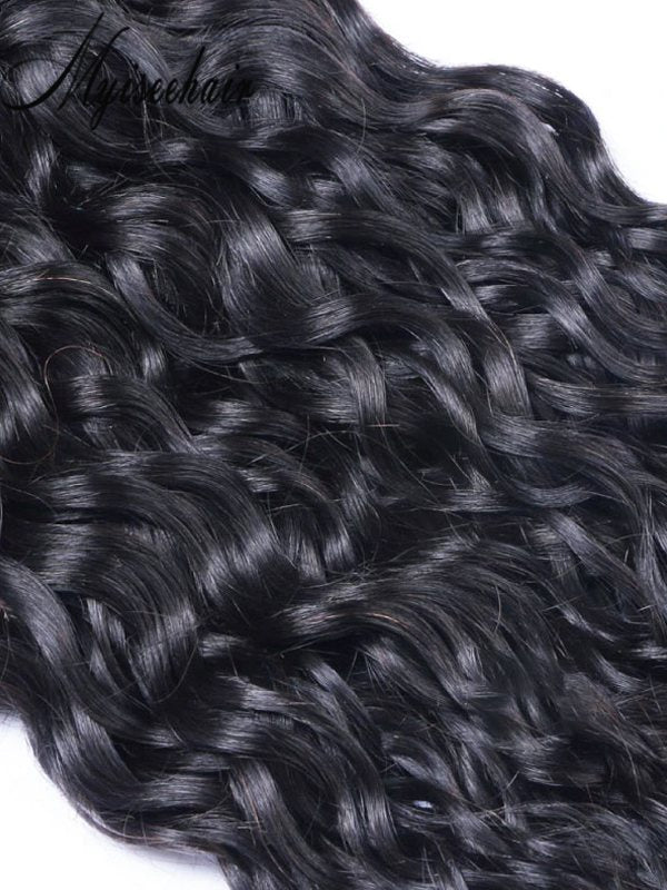 Myiseehair 3 Bundles/Pack Huamn Virgin Hair Weave Ocean Wave Natural Black Color