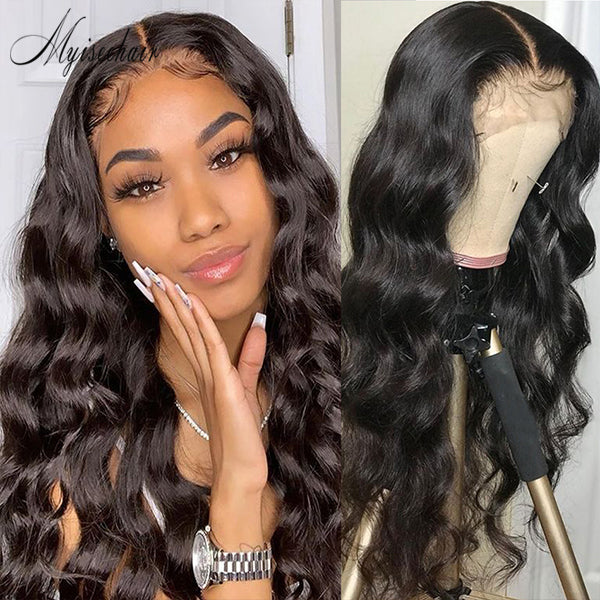 Pre-Plucked Natural Hairline  Virgin Peruvian Hair Big Wavy 360 Lace Front Wigs  ISEE71