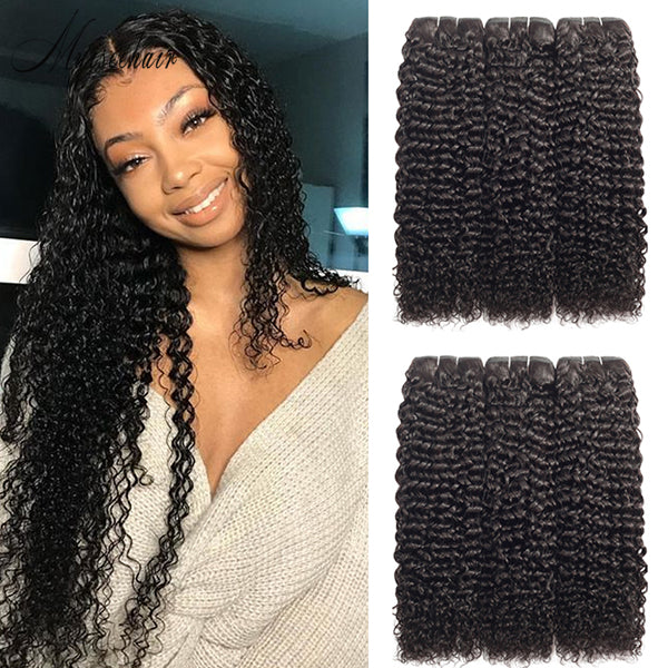 Myiseehair 3 Bundles Virgin Human Hair Bundles Kinky Curly Natural Black Color