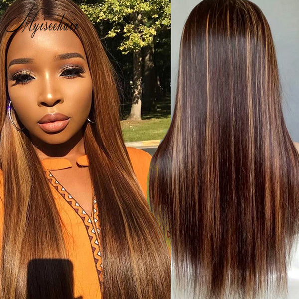 Myiseehair 3 Bundles Straight Human Virgin Hair Highlight Color Hair Extension