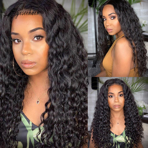 Myiseehair Curly Brazilian Virgin Hair 13*6 Lace Front Wig Thick Human Hair Wig With Bleached Knots ISEE85
