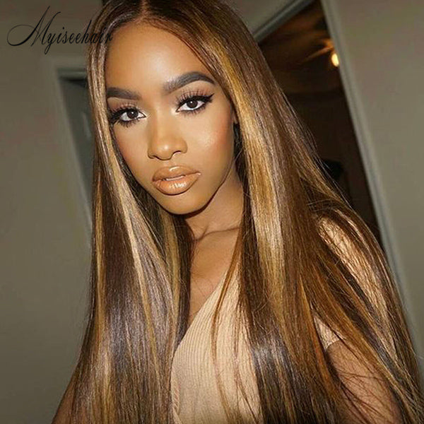Myiseehair 3 Bundles Straight Human Virgin Hair Highlight Color Hair Extension