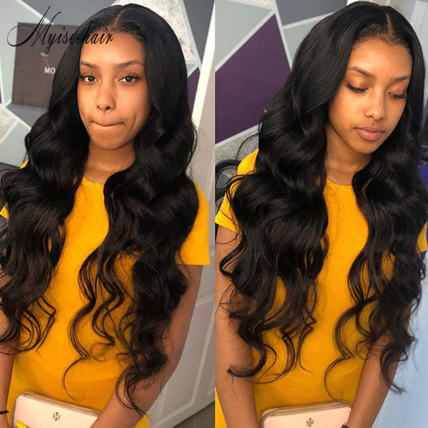 Pre-Plucked Natural Hairline  Virgin Peruvian Hair Big Wavy 360 Lace Front Wigs  ISEE71