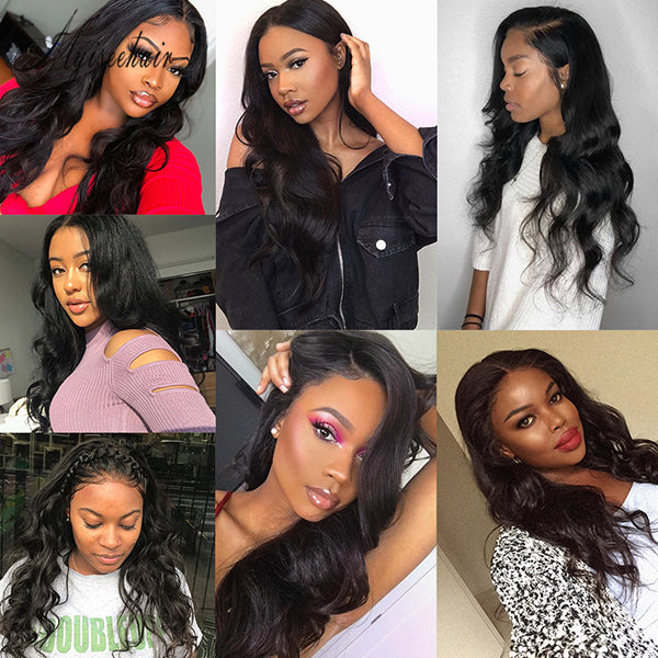 Pre-Plucked Natural Hairline  Virgin Peruvian Hair Big Wavy 360 Lace Front Wigs  ISEE71