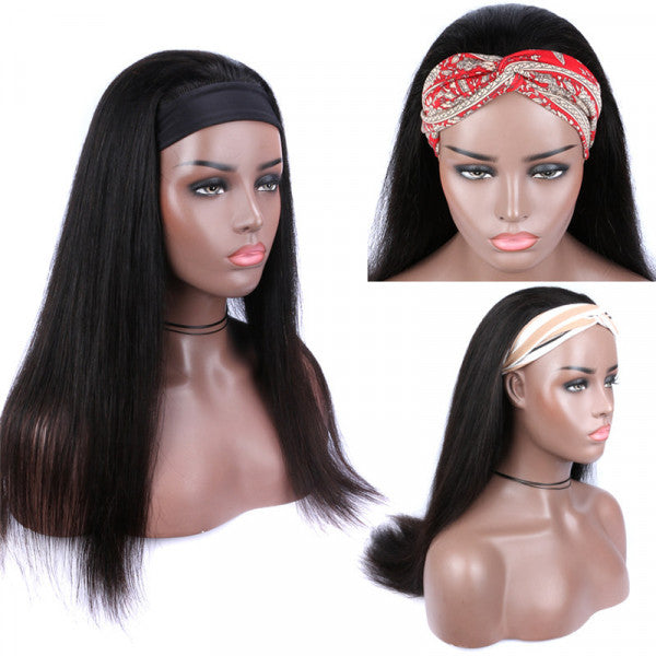 Straight Headband Wigs No Glue  Best Virgin Human Hair ISEE102