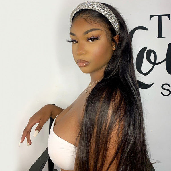 Straight Headband Wigs No Glue  Best Virgin Human Hair ISEE102