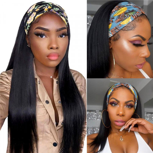Straight Headband Wigs No Glue  Best Virgin Human Hair ISEE102