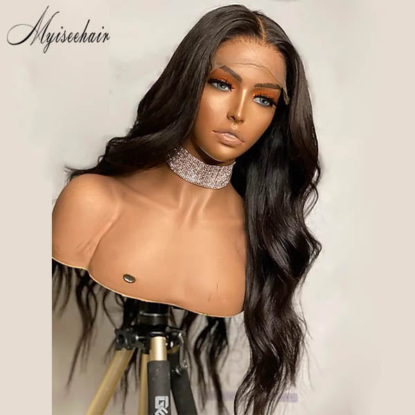 MYIESSHAIR VIRGIN HUMAN HAIR LONG WAVY 360 LACE WIG WITH FAKE SCALP ISEE53 