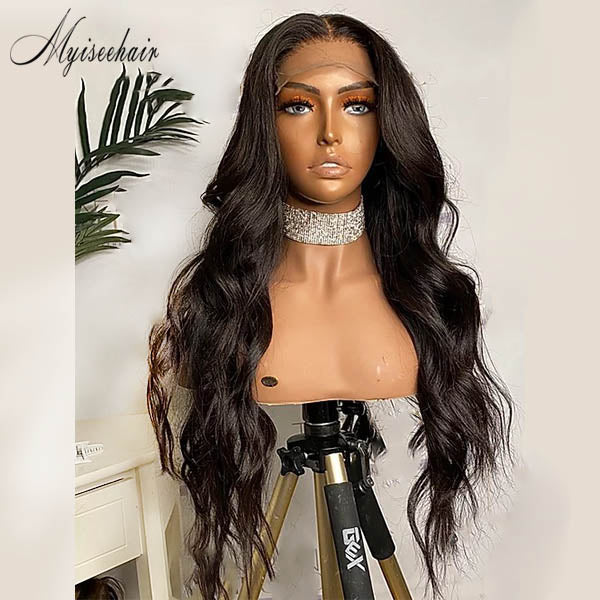 MYIESSHAIR VIRGIN HUMAN HAIR LONG WAVY 360 LACE WIG WITH FAKE SCALP ISEE53 