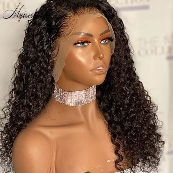 MYISEEHAIR GLUELLESS CURLY HUMAN HAIR THICK 360 WIG WITH HD LACE ISEE54