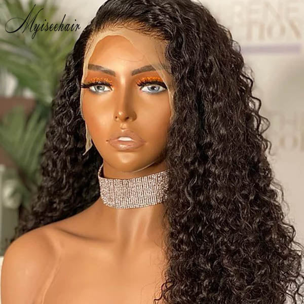 MYISEEHAIR GLUELLESS CURLY HUMAN HAIR THICK 360 WIG WITH HD LACE ISEE54