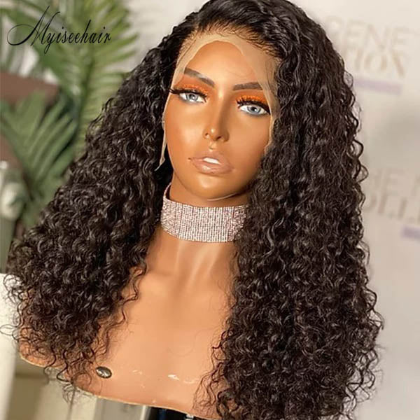 MYISEEHAIR GLUELLESS CURLY HUMAN HAIR THICK 360 WIG WITH HD LACE ISEE54