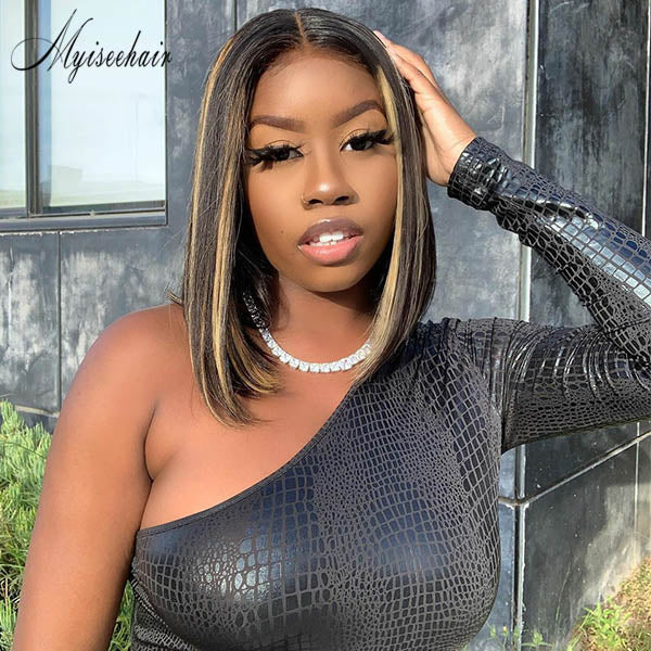 MYISEEHAIR HIGHLIGHTS  360 GLUELESS FRONTAL BOB LACE WIG ISEE51 