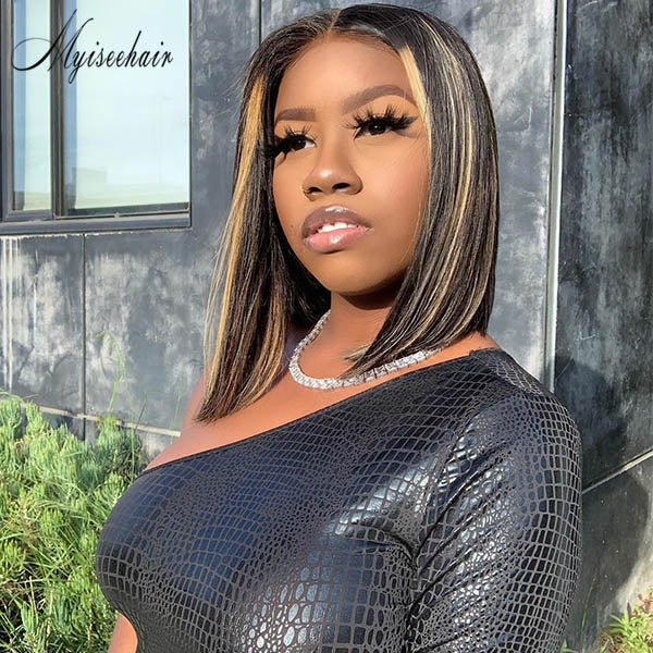 MYISEEHAIR HIGHLIGHTS  360 GLUELESS FRONTAL BOB LACE WIG ISEE51 
