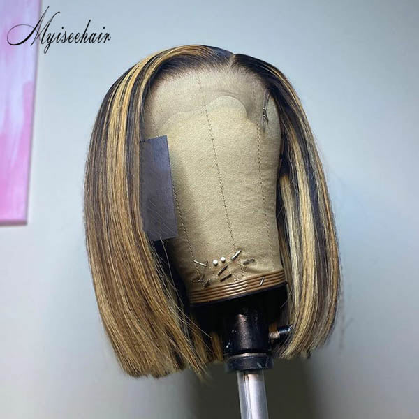 MYISEEHAIR HIGHLIGHTS  360 GLUELESS FRONTAL BOB LACE WIG ISEE51 