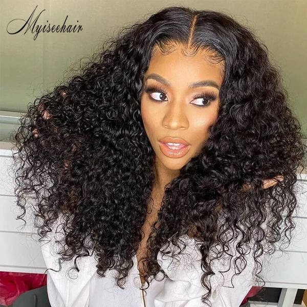 MYISEEHAIR NORA HUMAN HAIR CURLY LACE FRONT WIG NATURAL COLOR FAKE SCALP  ISEE100