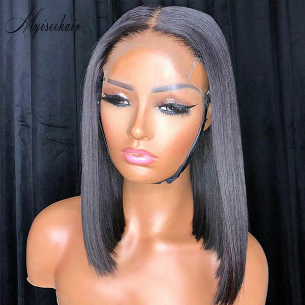 MYISEEHAIR SHORT BOB WIG CUT 360 WIG FREE PARTING BLACK COLOR ISEE58 