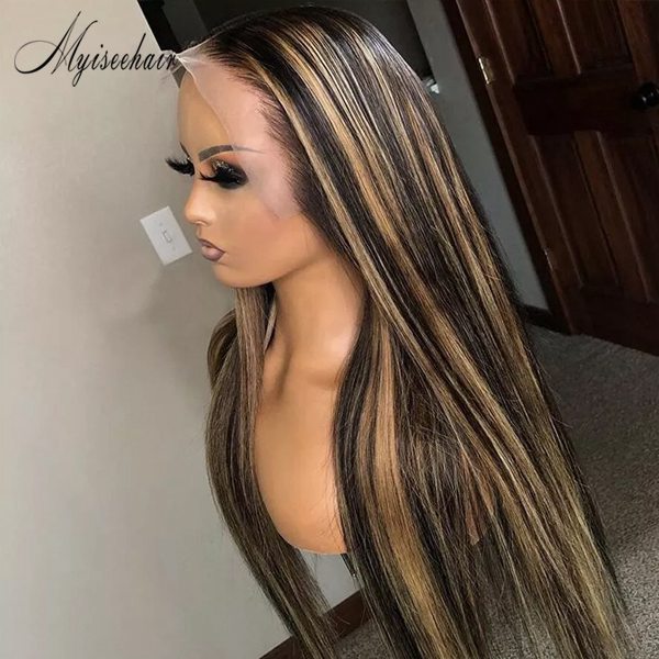 Myiseehair HD Lace Highlight Straight 136 Lace Front Wig Pre plucked Hairline ISEE38